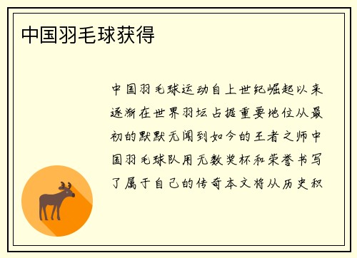 中国羽毛球获得